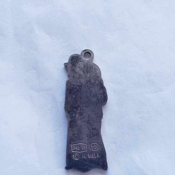 Il Mela Pendant Colorful Enamel Man and Woman on Silver 1.25 inch Backstamp Vtg - Picture 7 of 9